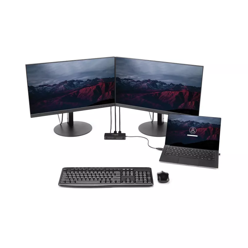 Mini-dock USB 3.0 StarTech.com – docking station USB-A de monitor duplo com vídeo DisplayPort 4K 60Hz e Gigabit Ethernet – cabo de 30 cm – adaptador portátil USB 3.1 Gen 1 Type-A para portátil