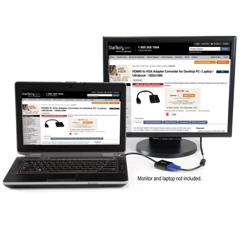 Conversor adaptador StarTech.com HDMI para VGA para PC desktop / portátil / ultrabook – 1920x1080