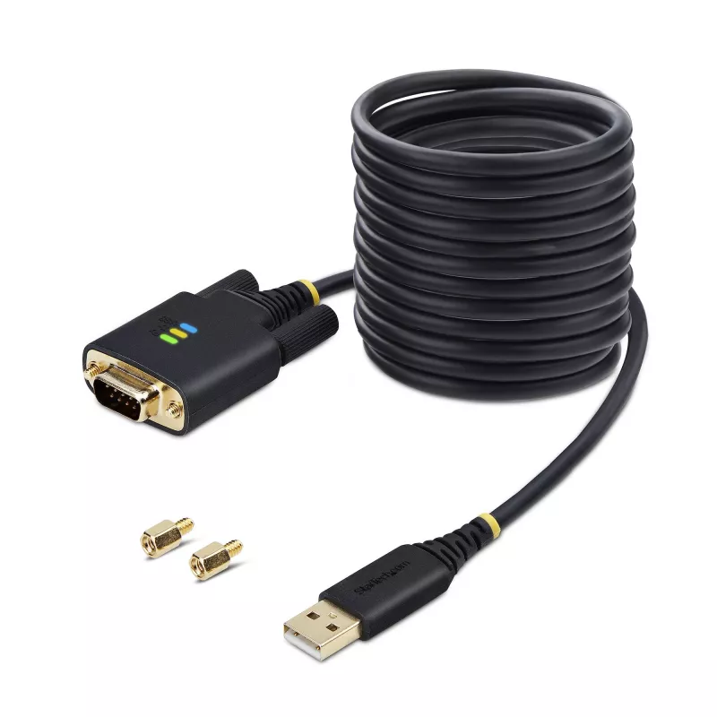 Cabo adaptador StarTech.com 3 m USB para série, retenção COM, parafusos/porcas substituíveis, USB-A para DB9 RS232, CI FTDI, proteção ESD, Windows/macOS/Linux