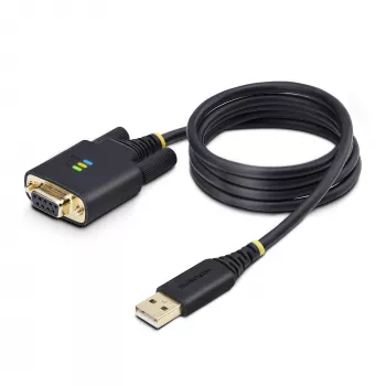 Cabo adaptador StarTech.com 1m USB para série null modem, parafusos/porcas DB9 substituíveis, retenção COM, USB-A para RS232, FTDI, proteção ESD nível 4, Windows/macOS/ChromeOS/Linux – construção robusta em TPE