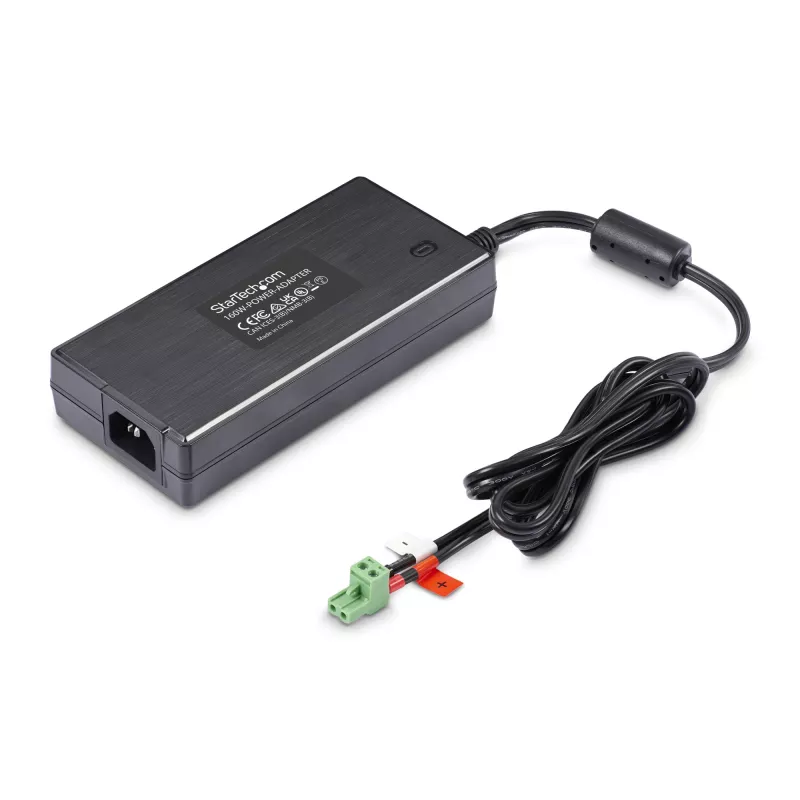 Fonte de alimentação DC universal StarTech.com 160W (24V/6,6A), cabo de 2 fios de 1,2m, blocos de terminais de 2/3 pinos, fonte de alimentação externa 100-240V AC/DC para hubs USB industriais, NA/UK/EU/ANZ