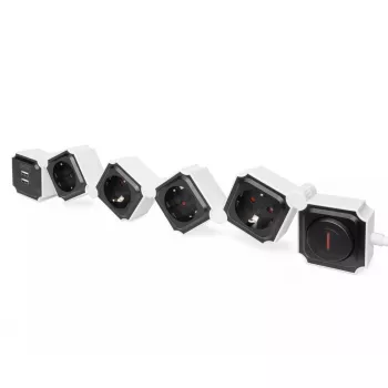 Régua de tomadas Digitus flexível 4 tomadas com 2 portas USB e interruptor