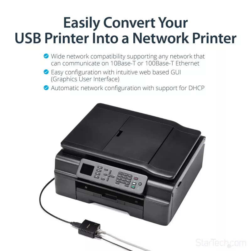 Servidor de impressão LPR de rede Ethernet 10/100Mbps para USB 2.0 StarTech.com