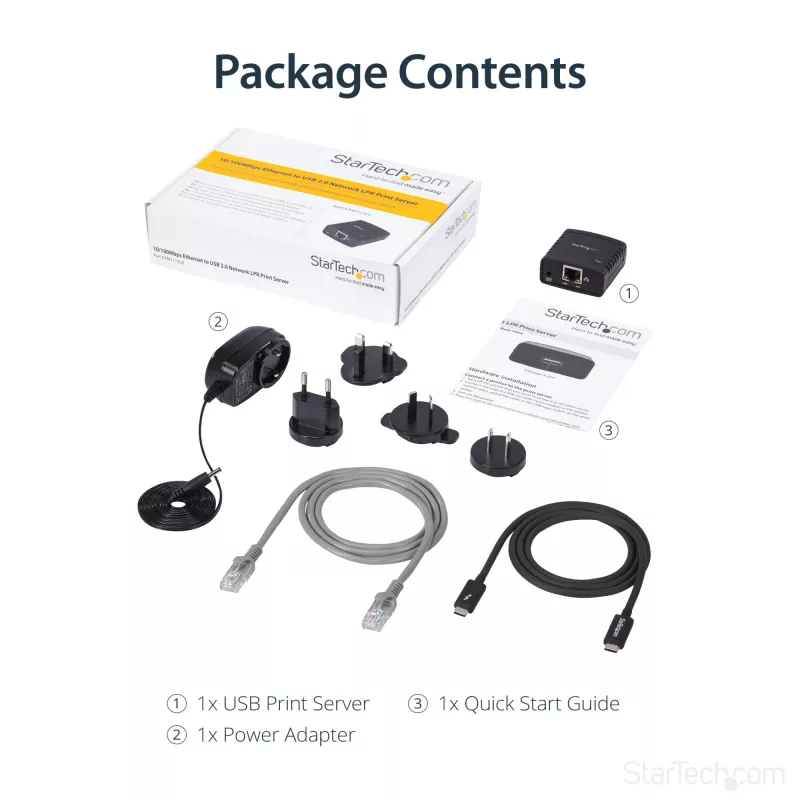 Servidor de impressão LPR de rede Ethernet 10/100Mbps para USB 2.0 StarTech.com