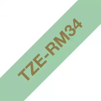Fita de etiquetagem Brother TZE-RM34 dourado sobre verde menta
