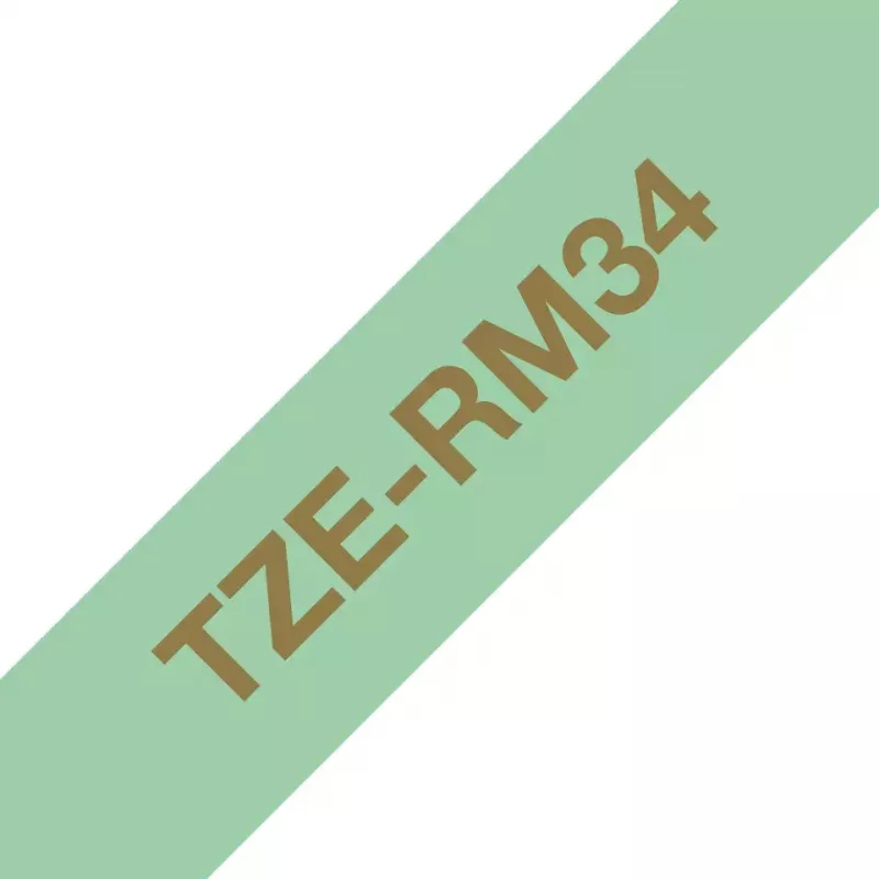 Fita de etiquetagem Brother TZE-RM34 dourado sobre verde menta