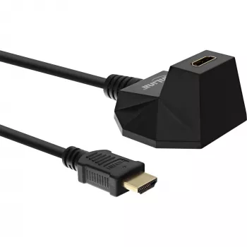 Estação HDMI InLine, cabo HS-HDMI com Ethernet, ficha/conector fêmea, preto, contactos dourados, 3 m