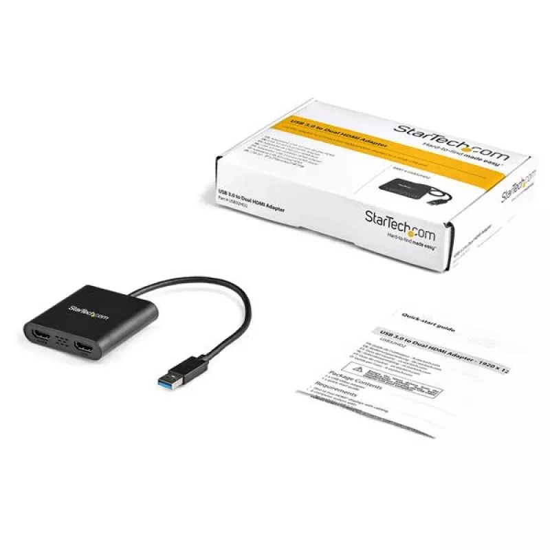 Adaptador USB 3.0 para HDMI duplo StarTech.com, conversor USB para 2x monitor HDMI para Windows (sem suporte para macOS/ChromeOS/Linux) - TAA