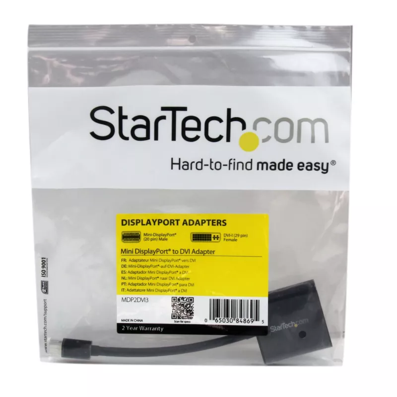 StarTech.com MDP2DVI3 adaptador de Mini DisplayPort para DVI, 1920x1200 (WUXGA), passivo, compatível com Thunderbolt, 17 cm, preto