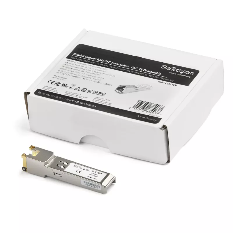 Módulo compatível com Cisco GLC-TE StarTech.com - Transceptor Gigabit Ethernet industrial de cobre 1000BASE-T - SFP para RJ45 Cat6/Cat5e 100m Temperatura alargada - Cisco Firepower, IE 2000, C9500, C2960