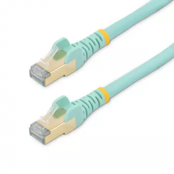 Cabo Ethernet CAT6a StarTech.com 0,50m – 10 Gigabit blindado sem patilha RJ45 100W PoE cabo de patch – 10GbE STP cabo de rede com alívio de tensão – Aqua testado individualmente/cablagem certificada UL/TIA