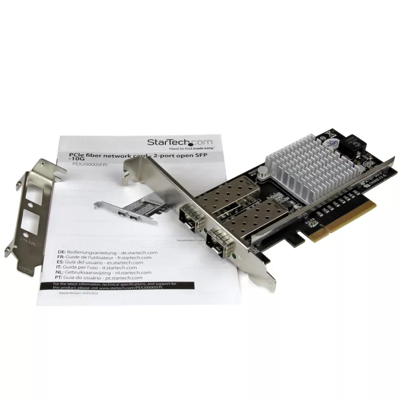 Placa de rede StarTech.com 2 portas 10G Fibra com SFP+ aberto - PCIe, chipset Intel