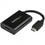 Adaptador StarTech.com USB-C para HDMI 2.0 com Power Delivery - Conversor de vídeo USB Type-C para HDMI 4K 60Hz - Porta de carregamento pass-through 60W PD - Compatível com Thunderbolt 3 - Preto