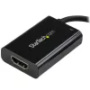 Adaptador StarTech.com USB-C para HDMI 2.0 com Power Delivery - Conversor de vídeo USB Type-C para HDMI 4K 60Hz - Porta de carregamento pass-through 60W PD - Compatível com Thunderbolt 3 - Preto