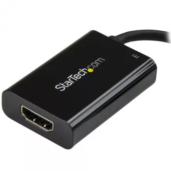 Adaptador StarTech.com USB-C para HDMI 2.0 com Power Delivery - Conversor de vídeo USB Type-C para HDMI 4K 60Hz - Porta de carregamento pass-through 60W PD - Compatível com Thunderbolt 3 - Preto