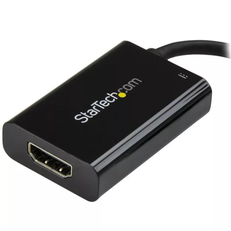 Adaptador StarTech.com USB-C para HDMI 2.0 com Power Delivery - Conversor de vídeo USB Type-C para HDMI 4K 60Hz - Porta de carregamento pass-through 60W PD - Compatível com Thunderbolt 3 - Preto