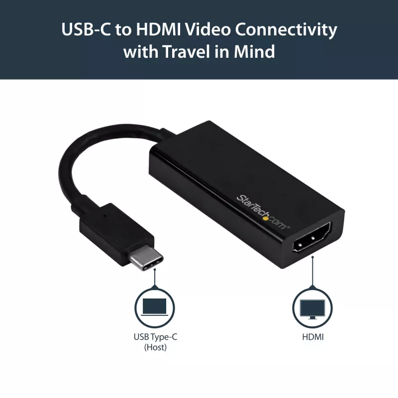 Adaptador StarTech.com USB-C para HDMI – 4K 60 Hz, USB Type-C, saída HDMI, 3840 x 2160 píxeis