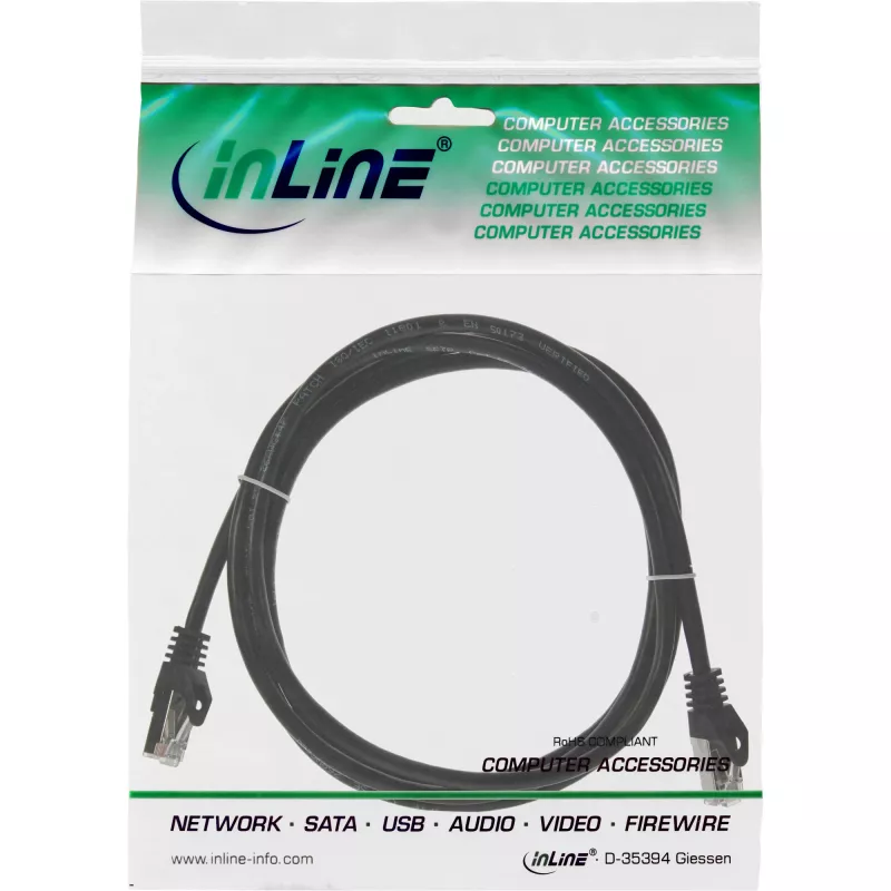 Cabo de patch InLine SF/UTP Cat.5e preto 5m