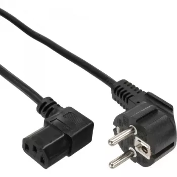 Cabo de alimentação InLine, CEE 7/7 angular / ficha IEC C13 de 3 polos angular, 3 m