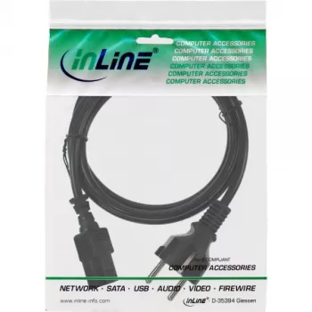 Cabo de alimentação InLine, CEE 7/7 reto / ficha IEC C13 de 3 polos, preto, 1,5 m
