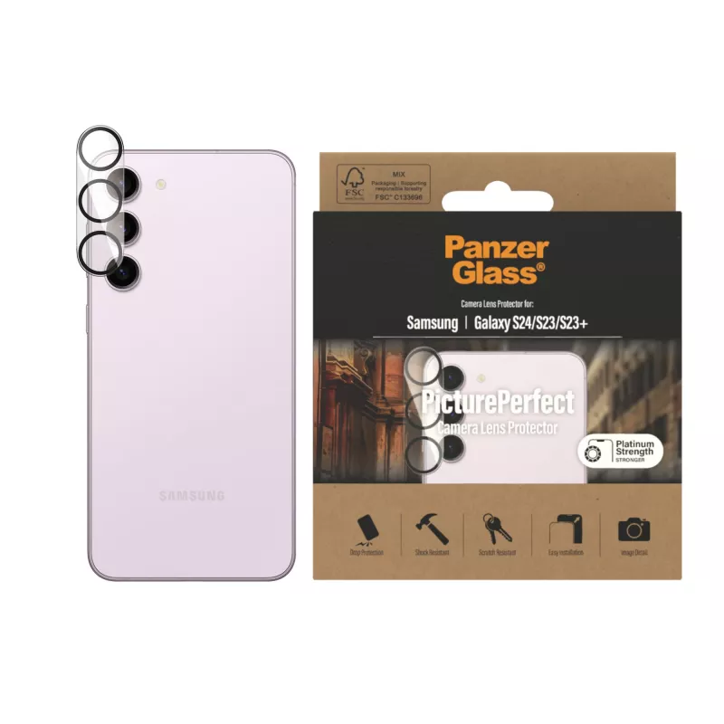 Proteção de objetiva de câmara PanzerGlass Samsung Galaxy S23 S23 Plus resistente a riscos e choques