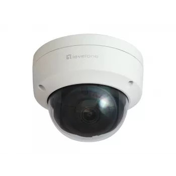 Câmara IP de rede fixa dome LevelOne GEMINI, 4 megapíxeis, H.265, 802.3af PoE, LEDs IR, interior/exterior