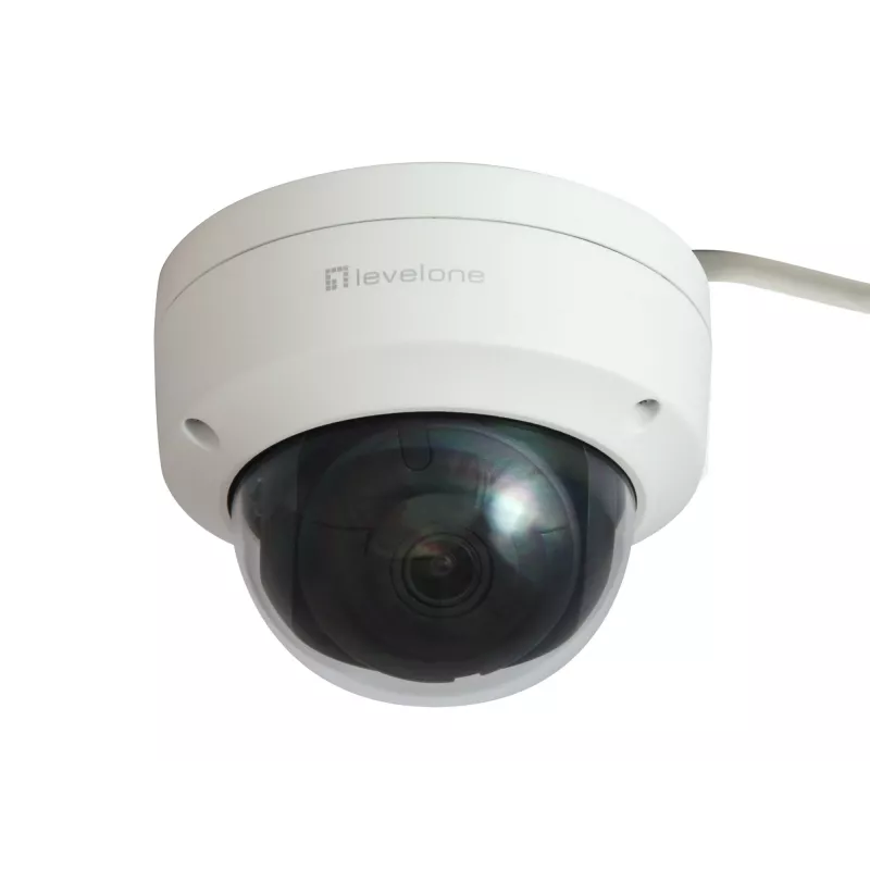 Câmara IP de rede fixa dome LevelOne GEMINI, 4 megapíxeis, H.265, 802.3af PoE, LEDs IR, interior/exterior