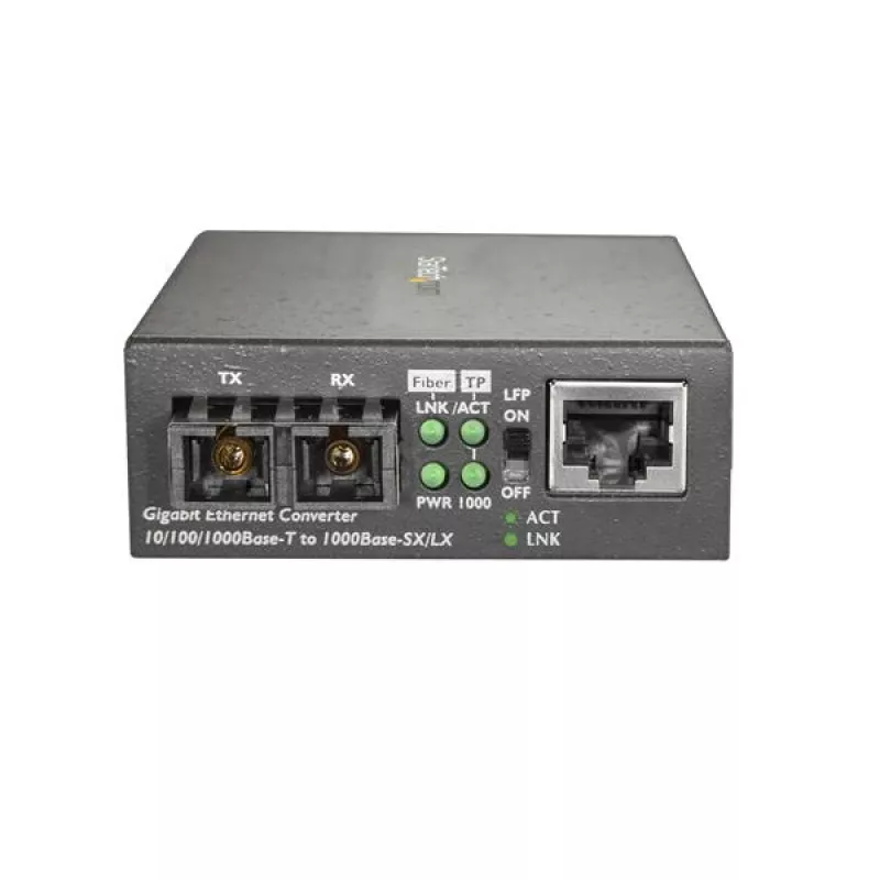 Conversor de fibra multimodo (MM) SC StarTech.com para redes 10/100/1000 – alcance de 550 m – Gigabit Ethernet – 850 nm – full duplex