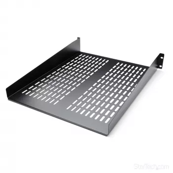 Prateleira para rack de servidor 2U StarTech.com – prateleira ventilada universal para montagem em rack de 19 polegadas para armário e rack de rede – construção robusta em aço – capacidade de carga 23 kg – prateleira com 55,9 cm de profundidade, preto
