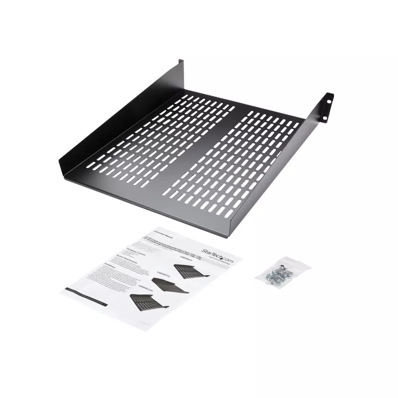 StarTech.com CABSHELF22V prateleira fixa ventilada 2U para rack de servidor, 19″, 22″ (55,9 cm) de profundidade, até 22 kg, aço, preta