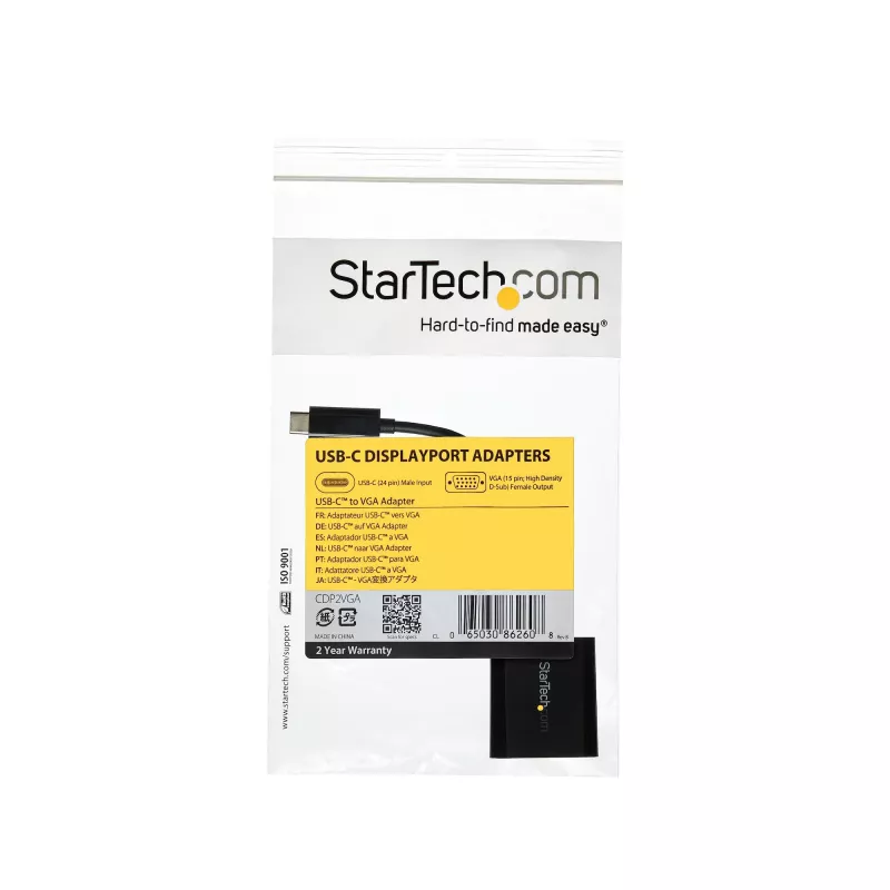Adaptador USB-C para VGA StarTech.com - preto - 1080p - conversor de vídeo para o seu MacBook Pro - dongle USB C para VGA - versão atualizada é CDP2VGAEC