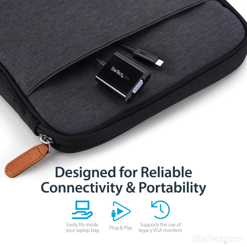 Adaptador USB-C para VGA StarTech.com - preto - 1080p - conversor de vídeo para o seu MacBook Pro - dongle USB C para VGA - versão atualizada é CDP2VGAEC