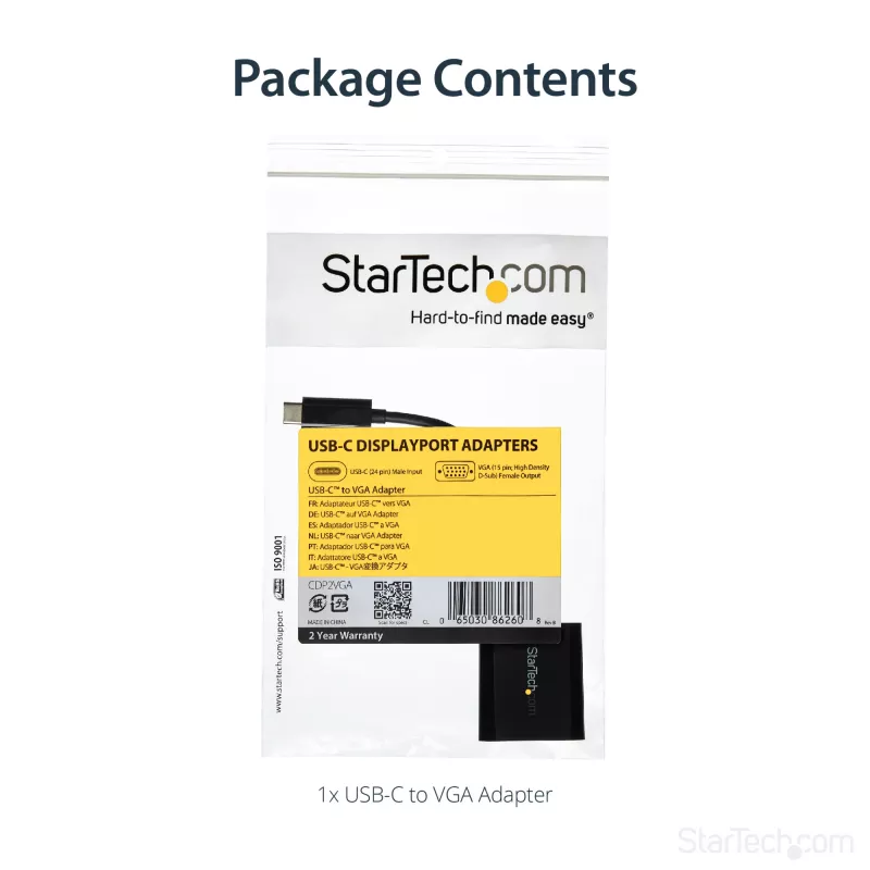 Adaptador USB-C para VGA StarTech.com - preto - 1080p - conversor de vídeo para o seu MacBook Pro - dongle USB C para VGA - versão atualizada é CDP2VGAEC