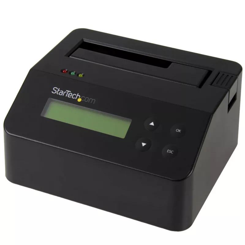 Apagador de disco rígido de baía única StarTech.com, sanitizador HDD/SSD autónomo, USB 3.0 para SATA II (3 Gbit/s), 9 modos de apagamento, visor LCD, dock sanitizador de disco rígido com apagamento seguro, porta de impressora DB-9, conforme TAA