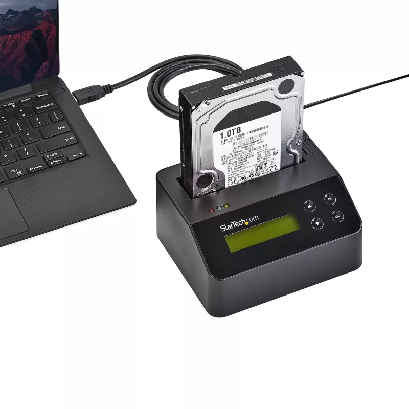 Apagador de disco rígido de baía única StarTech.com, sanitizador HDD/SSD autónomo, USB 3.0 para SATA II (3 Gbit/s), 9 modos de apagamento, visor LCD, dock sanitizador de disco rígido com apagamento seguro, porta de impressora DB-9, conforme TAA
