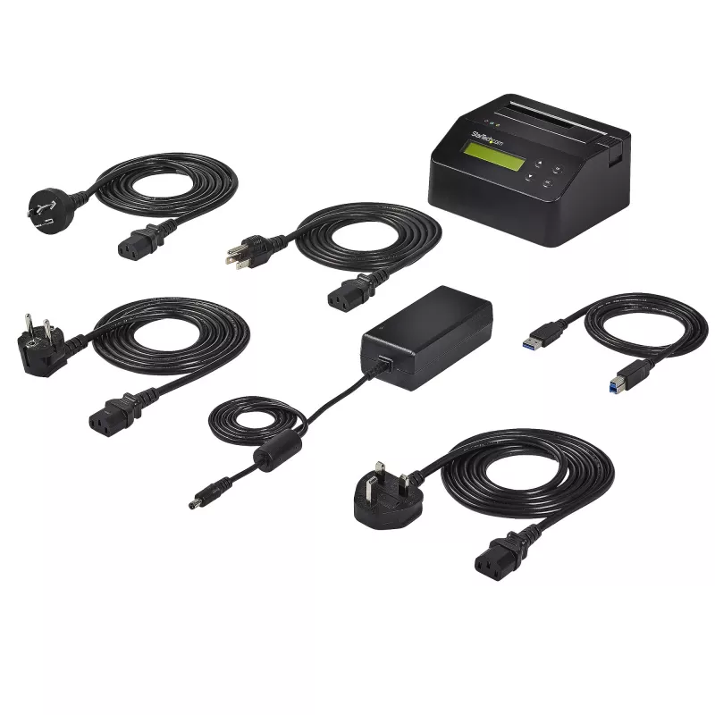 Apagador de disco rígido de baía única StarTech.com, sanitizador HDD/SSD autónomo, USB 3.0 para SATA II (3 Gbit/s), 9 modos de apagamento, visor LCD, dock sanitizador de disco rígido com apagamento seguro, porta de impressora DB-9, conforme TAA