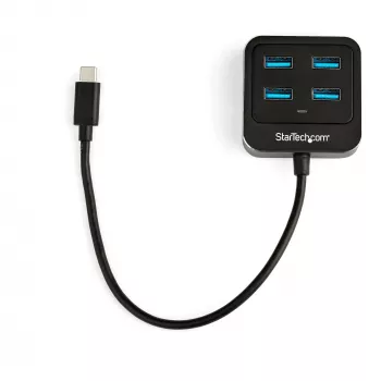 Hub USB C de 4 portas StarTech.com – USB-C para 4 portas USB-A – SuperSpeed 10 Gbit/s hub USB 3.2 Gen 2 Type-C – alimentado por bus USB – hub adaptador USB-C para USB portátil/compacto para portátil – alumínio