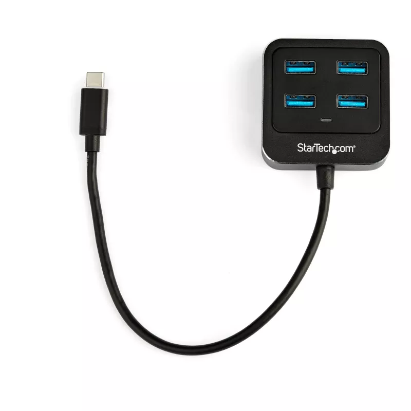 Hub USB C de 4 portas StarTech.com – USB-C para 4 portas USB-A – SuperSpeed 10 Gbit/s hub USB 3.2 Gen 2 Type-C – alimentado por bus USB – hub adaptador USB-C para USB portátil/compacto para portátil – alumínio