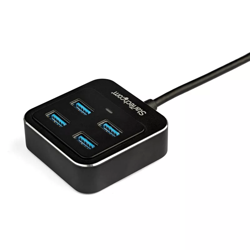 Hub USB C de 4 portas StarTech.com – USB-C para 4 portas USB-A – SuperSpeed 10 Gbit/s hub USB 3.2 Gen 2 Type-C – alimentado por bus USB – hub adaptador USB-C para USB portátil/compacto para portátil – alumínio