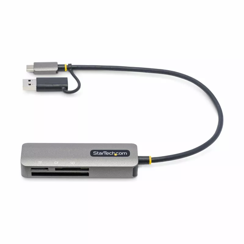 StarTech.com FCREADMICRO3V2 leitor de cartões de memória multimédia USB 3.0, SD/microSD/CompactFlash, USB-C com adaptador USB-A, 5 Gbps