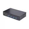 StarTech.com Comutador KVM DisplayPort de 4 portas, 8K 60Hz / 4K 144Hz, ecrã único, DP 1.4, 2 portas USB 3.0, 4 portas USB 2.0 HID, comutação por botão e tecla de atalho, conforme TAA - independente do sistema operativo, caixa metálica