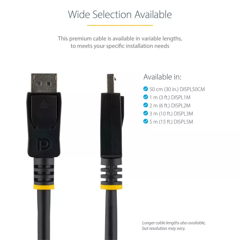 StarTech.com Cabo DisplayPort 1.2 de 1m – Cabo DisplayPort 4K x 2K Ultra HD certificado VESA – Cabo DP para DP para monitor – Cabo de vídeo/display DP – Fichas DP com encaixe