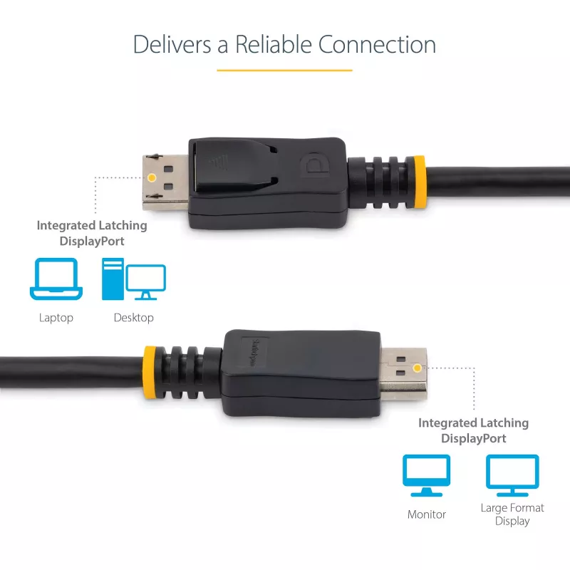 StarTech.com Cabo DisplayPort 1.2 de 1m – Cabo DisplayPort 4K x 2K Ultra HD certificado VESA – Cabo DP para DP para monitor – Cabo de vídeo/display DP – Fichas DP com encaixe