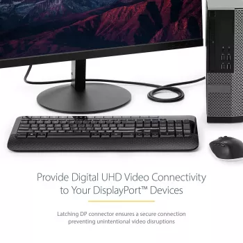StarTech.com Cabo DisplayPort 1.2 de 50cm – Cabo DisplayPort 4K x 2K Ultra HD certificado VESA – Cabo DP para DP curto para monitor – Cabo de vídeo/display DP fino – Fichas DP com encaixe