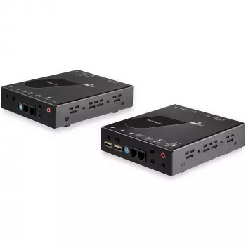 StarTech.com Extensor KVM HDMI sobre rede IP - 4K 30Hz HDMI 2.0 e USB sobre IP LAN ou cabo Ethernet Cat5e/Cat6 (100m/330ft) - Kit extensor comutador KVM/consola transmissor/receptor remoto