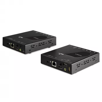 StarTech.com Extensor KVM HDMI sobre rede IP - 4K 30Hz HDMI 2.0 e USB sobre IP LAN ou cabo Ethernet Cat5e/Cat6 (100m/330ft) - Kit extensor comutador KVM/consola transmissor/receptor remoto