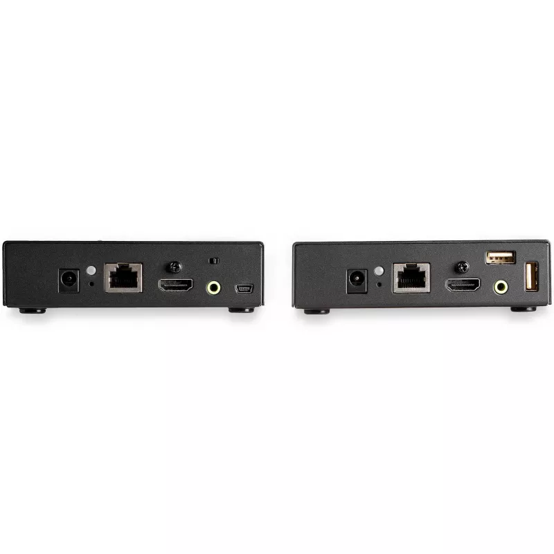 StarTech.com Extensor KVM HDMI sobre rede IP - 4K 30Hz HDMI 2.0 e USB sobre IP LAN ou cabo Ethernet Cat5e/Cat6 (100m/330ft) - Kit extensor comutador KVM/consola transmissor/receptor remoto