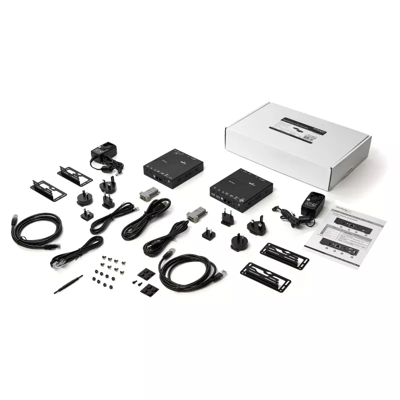 StarTech.com Extensor KVM HDMI sobre rede IP - 4K 30Hz HDMI 2.0 e USB sobre IP LAN ou cabo Ethernet Cat5e/Cat6 (100m/330ft) - Kit extensor comutador KVM/consola transmissor/receptor remoto