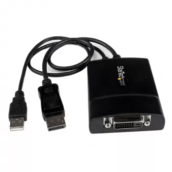 StarTech.com Adaptador ativo DisplayPort para DVI Dual Link - Conversor de vídeo adaptador DisplayPort para DVI-D 2560x1600 60Hz - DP 1.2 para monitor DVI - Alimentação USB - Ficha DP com bloqueio