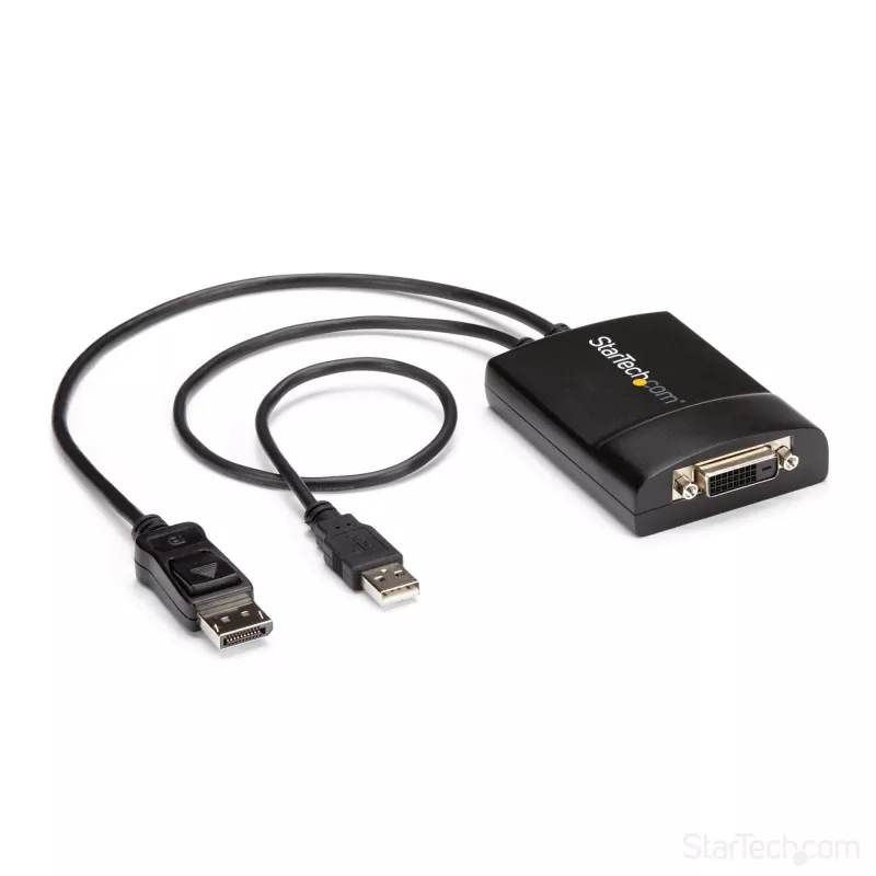 StarTech.com Adaptador ativo DisplayPort para DVI Dual Link - Conversor de vídeo adaptador DisplayPort para DVI-D 2560x1600 60Hz - DP 1.2 para monitor DVI - Alimentação USB - Ficha DP com bloqueio